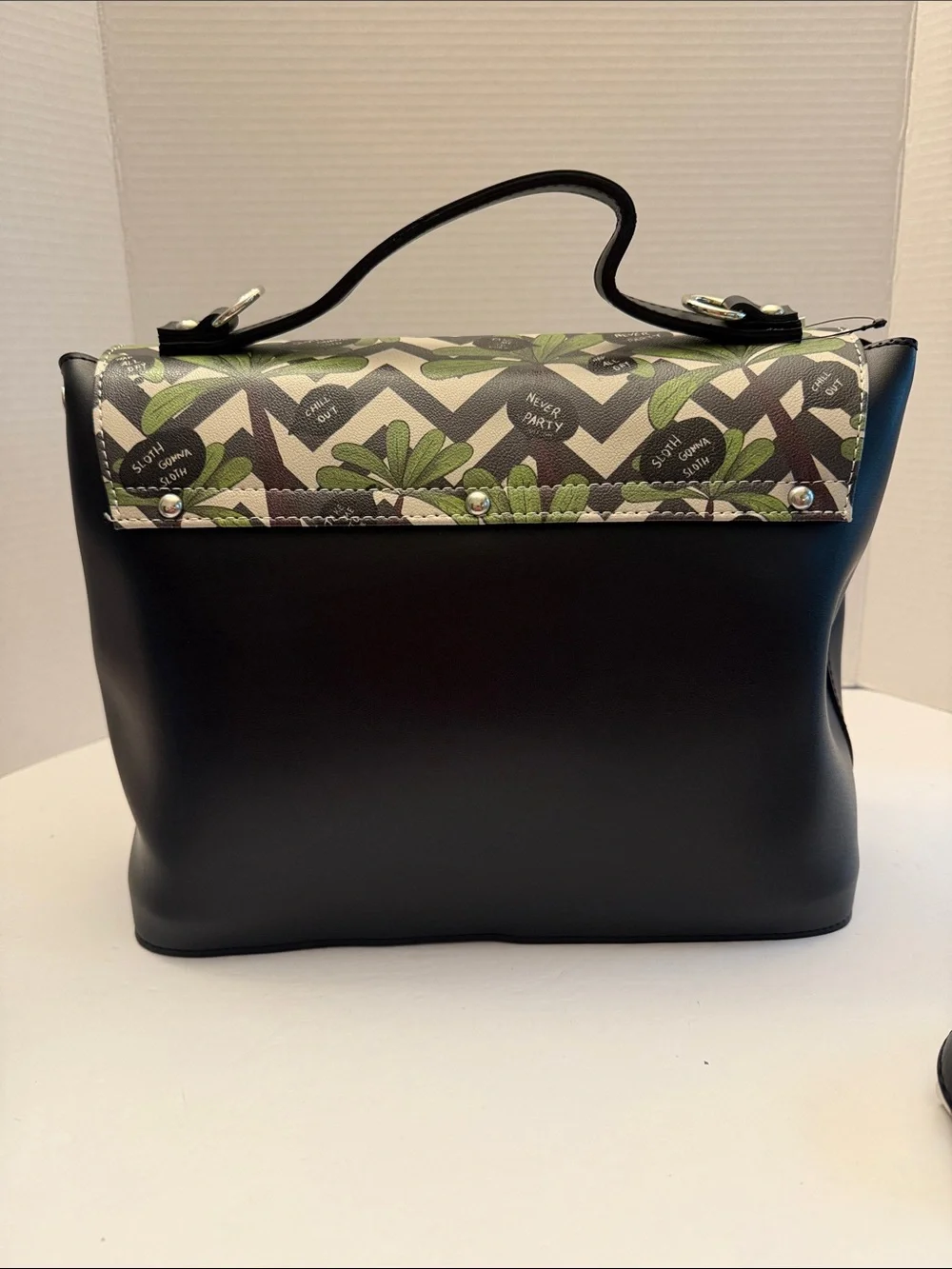 DOGO Chill Out Sloth Black & Green Top-Handle Crossbody Bag